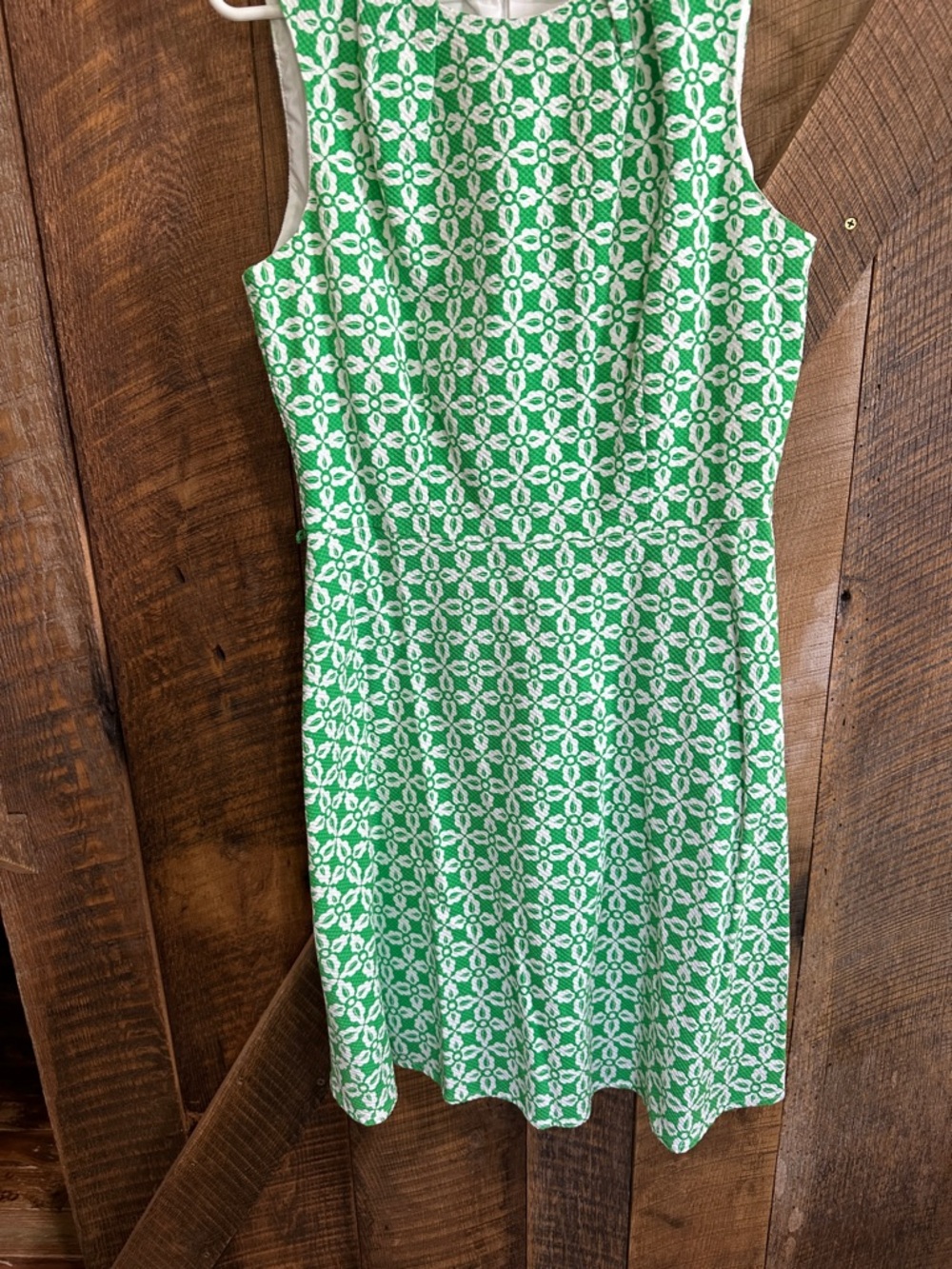 New York & Company Stretch Green White Dress Sleeveless Size 10 EUC F12 - Picture 4 of 9